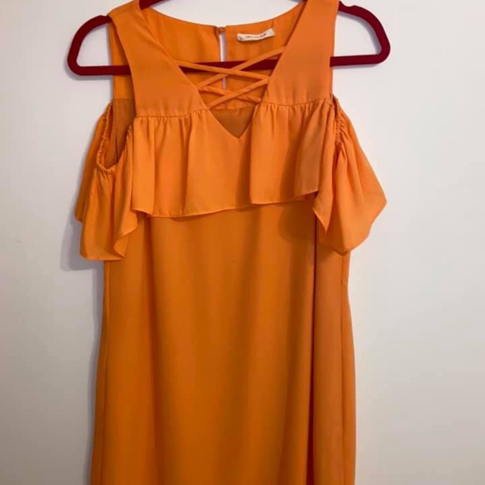 Orange Skies Are Blue cold shoulder dress